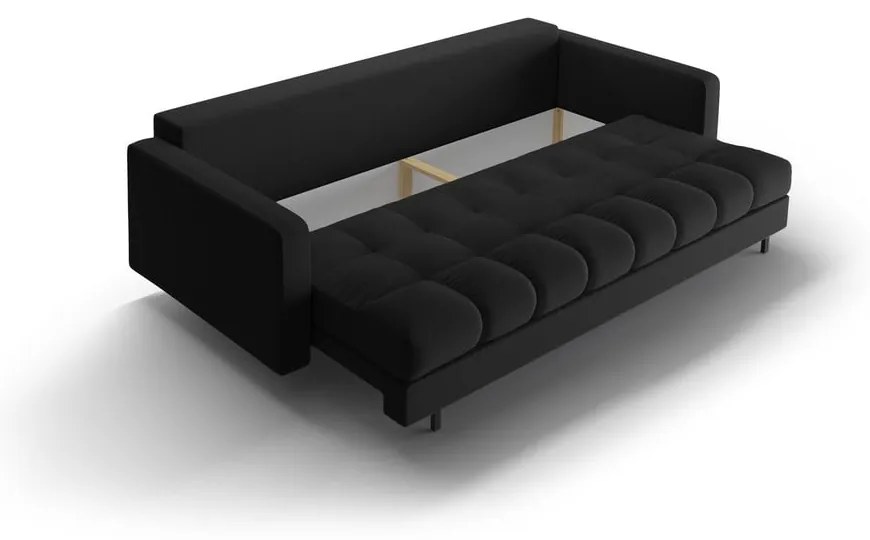 Canapea neagră extensibilă, cu spațiu de depozitare 222 cm Bali – Cosmopolitan Design