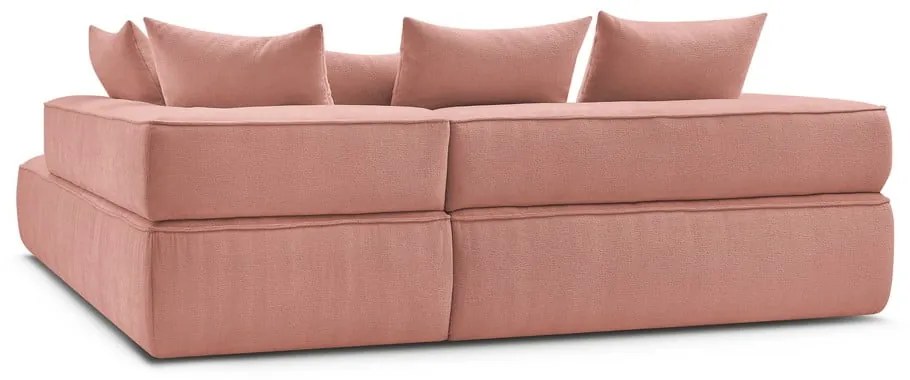 Colțar roz cu tapițerie din chenille (cu colț pe partea dreaptă/în formă de ”L”) Whesley – Bobochic Paris