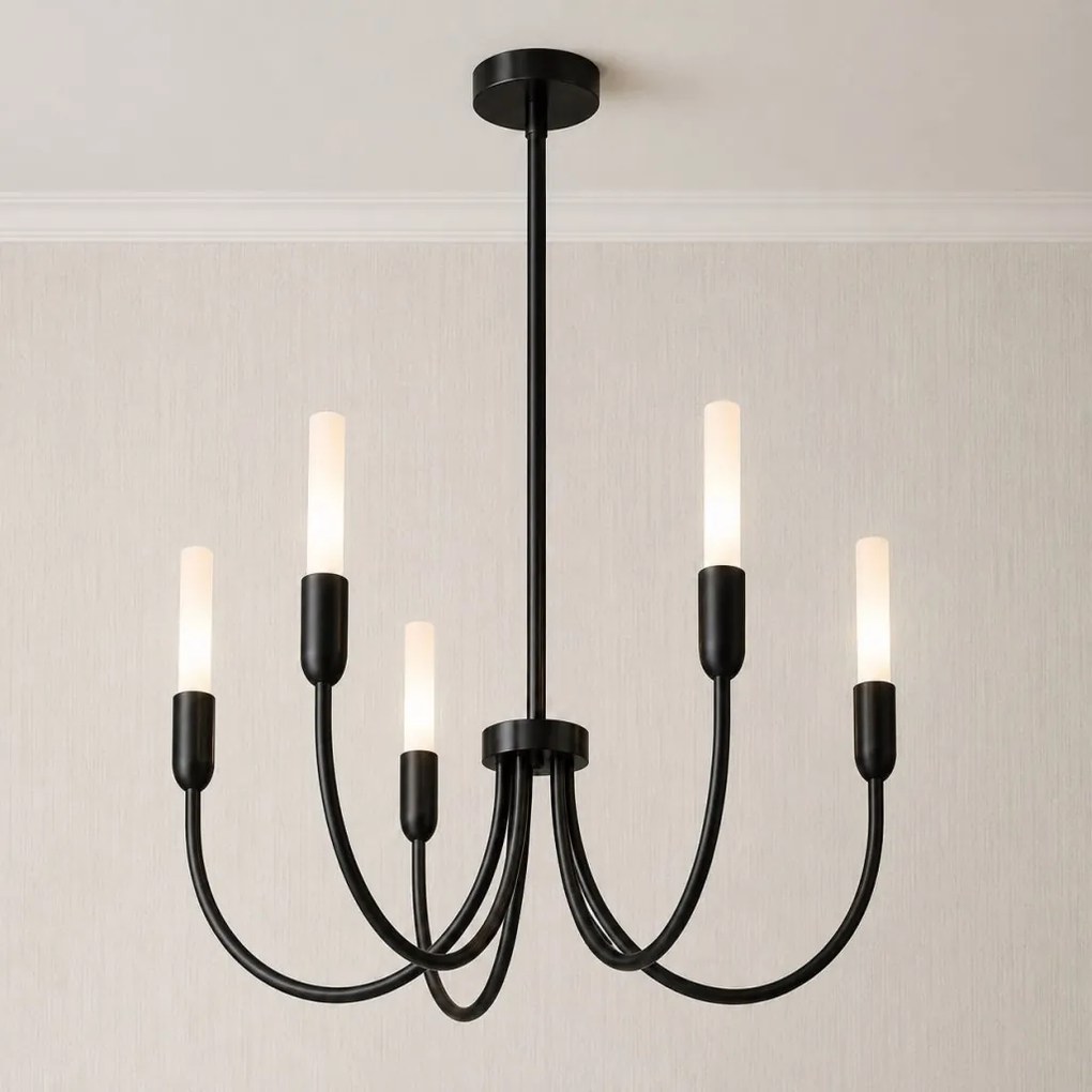 Candelabru cu 5 brate AUGUSTINE negru/alb
