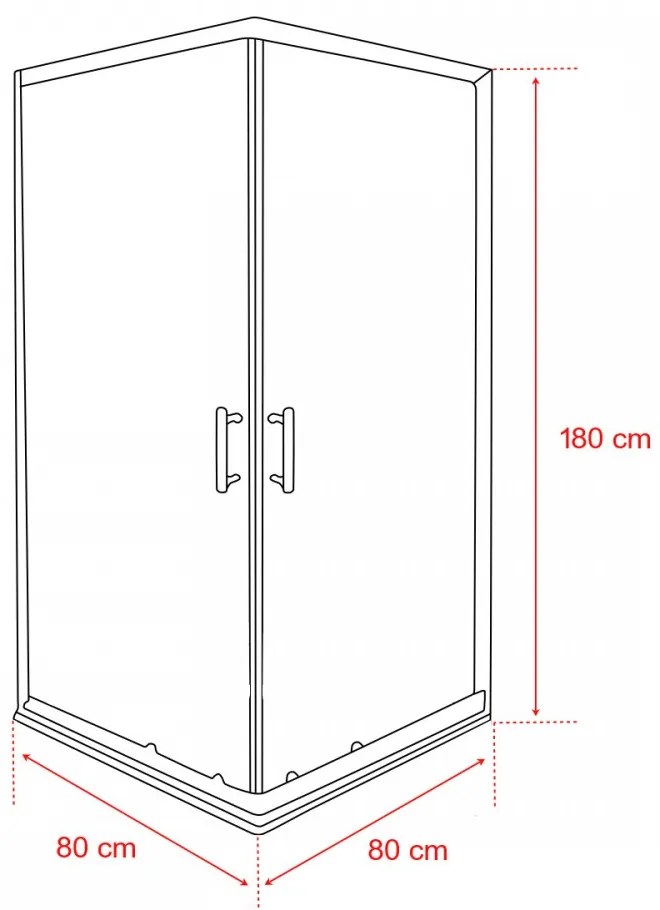 Cabină de duș pătrată Spirit BAMBOO 80x80, fără cădiță de duș