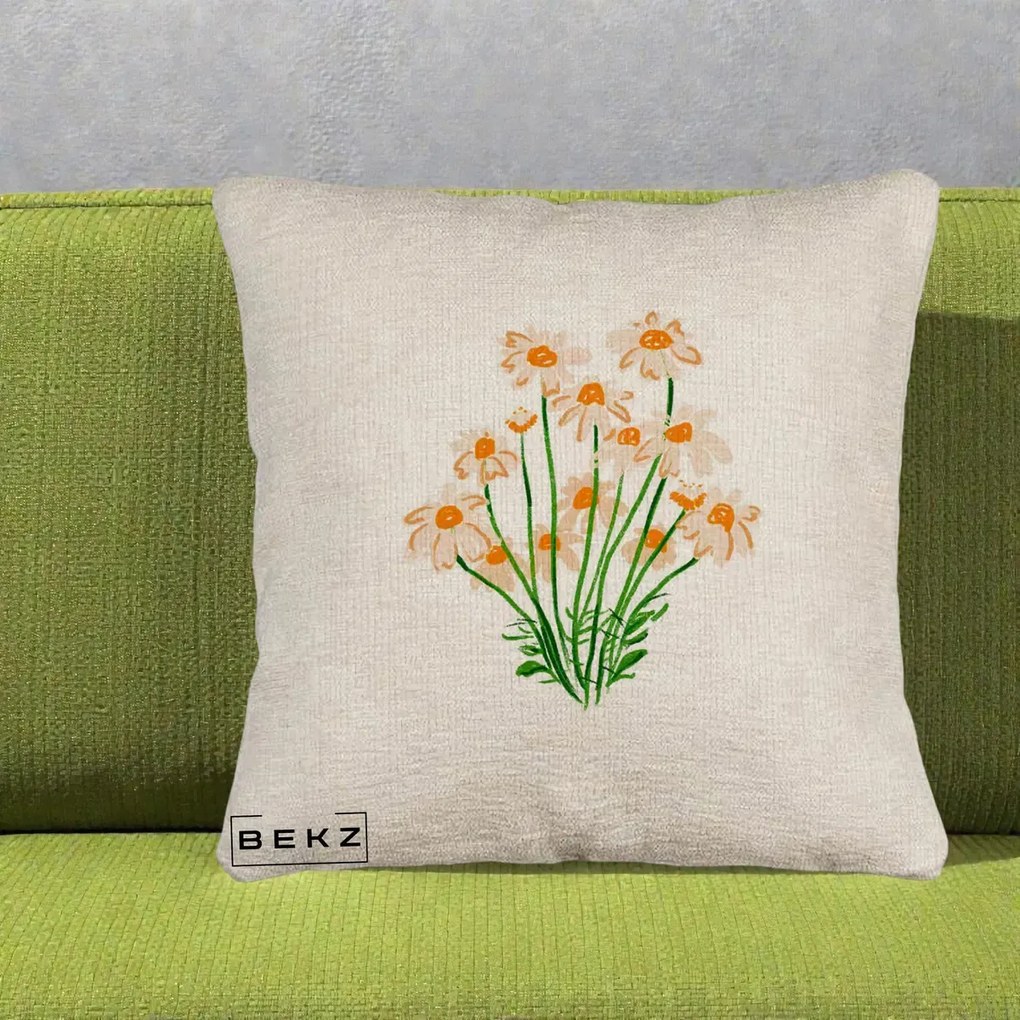 Perna Decorativa Margarete Camp, 40x40 cm, Bej Canapea, Husa Detasabila, Perna Inclusa, BEKZ®