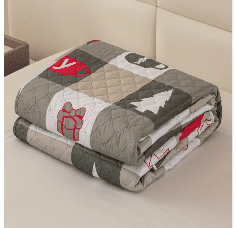 Cuvertura de pat CHRISTMAS SOCKS, verde Dimensiune: 170 x 210 cm