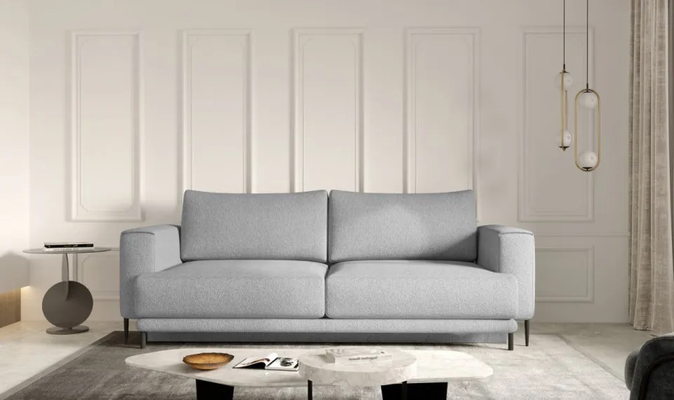 Canapea tapitata, extensibila, cu spatiu pentru depozitare, 260x90x95 cm, Dalia 01, Eltap (Culoare: Gri deschis texturat / Borneo 4)