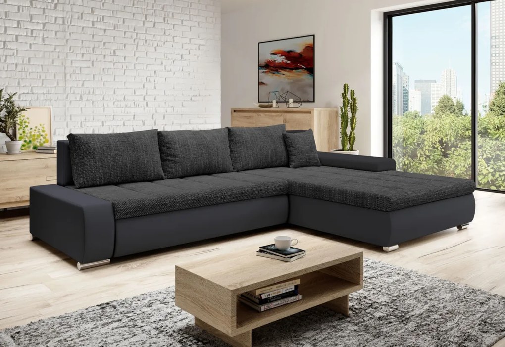 Supermobel Coltar TOSCANIA C, 297x80x214, berlin 01/piele eco alba, dreapta