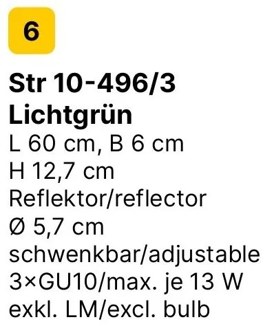 Aplica cu 3 spoturi directionabile stil minimalist PENN, verde deschis