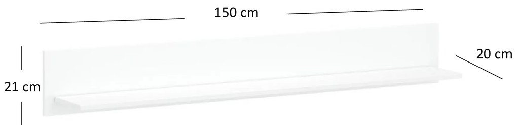 Poliță 150 cm Leona (alb). 1053005