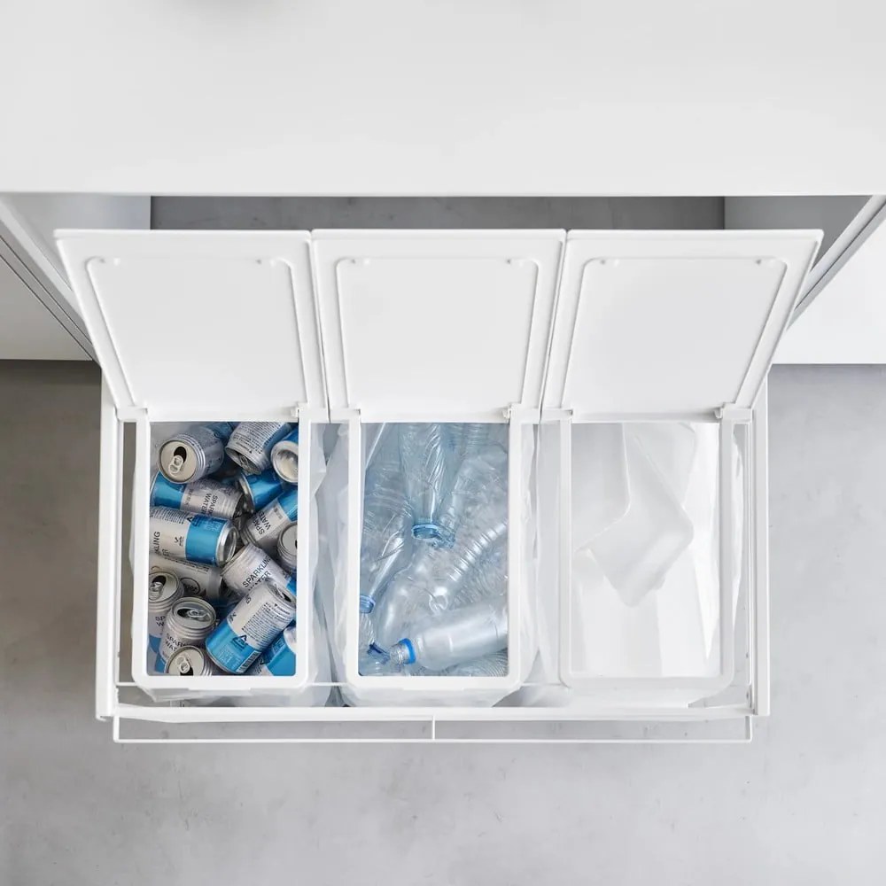 Coș de gunoi alb de reciclat din metal Tower – YAMAZAKI