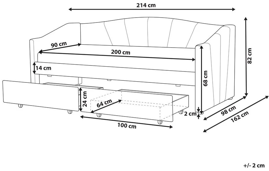 Pat de o persoană 200 x 90 cm Vitto (roz) (cu somieră și sp. depozitare). 1076505