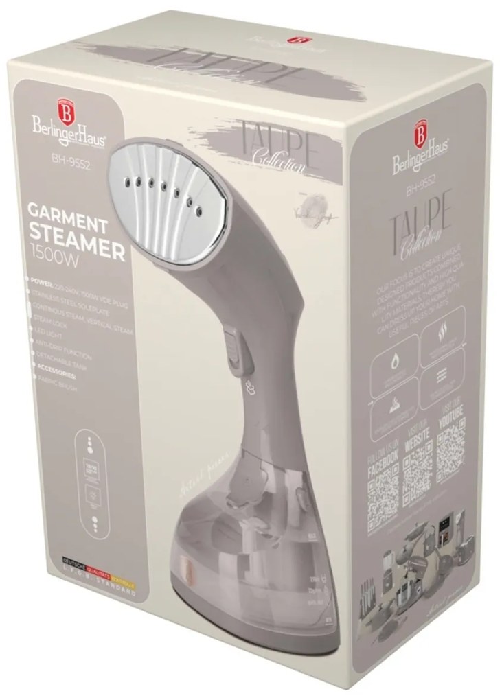 Fier de calcat vertical 1500W cu aburi Taupe Berlinger Haus BH 9552