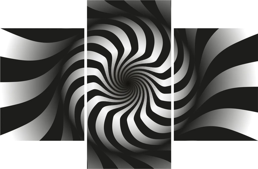 Tablou abstract cu spirala alb neagră (90x60 cm)