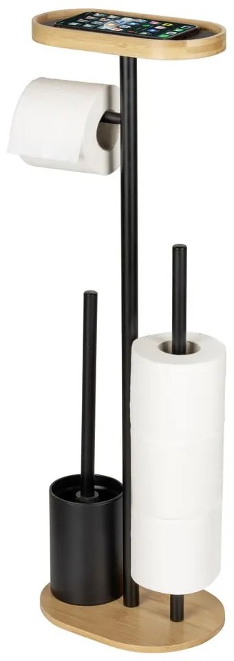 Suport pentru hârtie igienică negru/în culoare naturală din oțel Pomarolo – Wenko