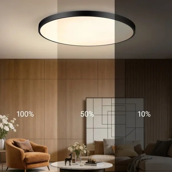 Immax NEO 07314L-LED Plafonieră dimabilă SEMPLICI 128W/230V Ø100 cm Wi-FiTuya negru + telecomandă