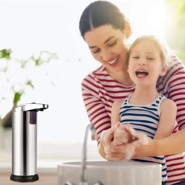 Dozator de săpun fără contact cu senzor 4xAAA oțel inoxidabil