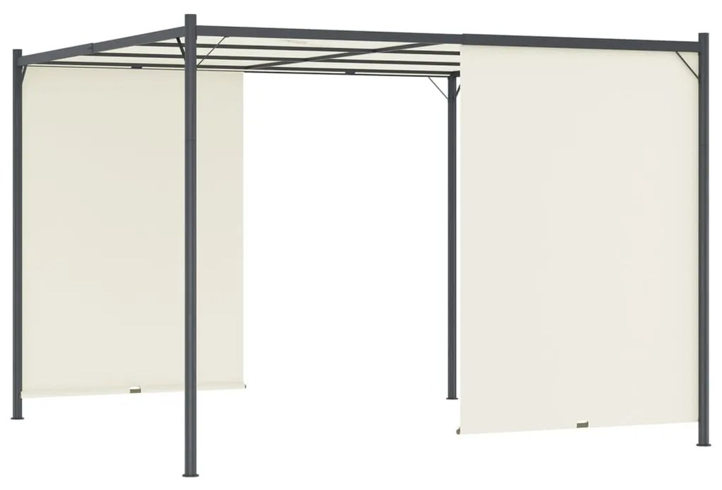 Pergola cu acoperis rabatabil, alb crem, 3 x 3 m, otel 1, Alb crem