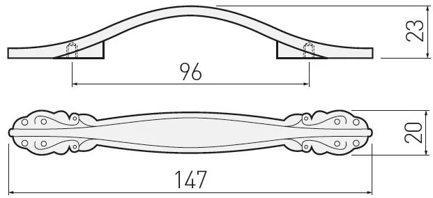 Maner model ROYAL 2, 96 mm, finisaj alb/auriu