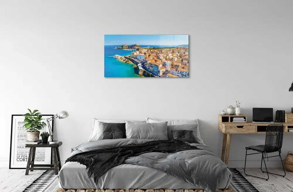 Tablouri acrilice Marea Grecia coasta de oraș