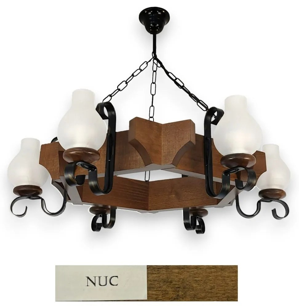Candelabru rustic fabricat manual din lemn dim.65x65cm, 6 brate Queen WOOD-QU-SP6
