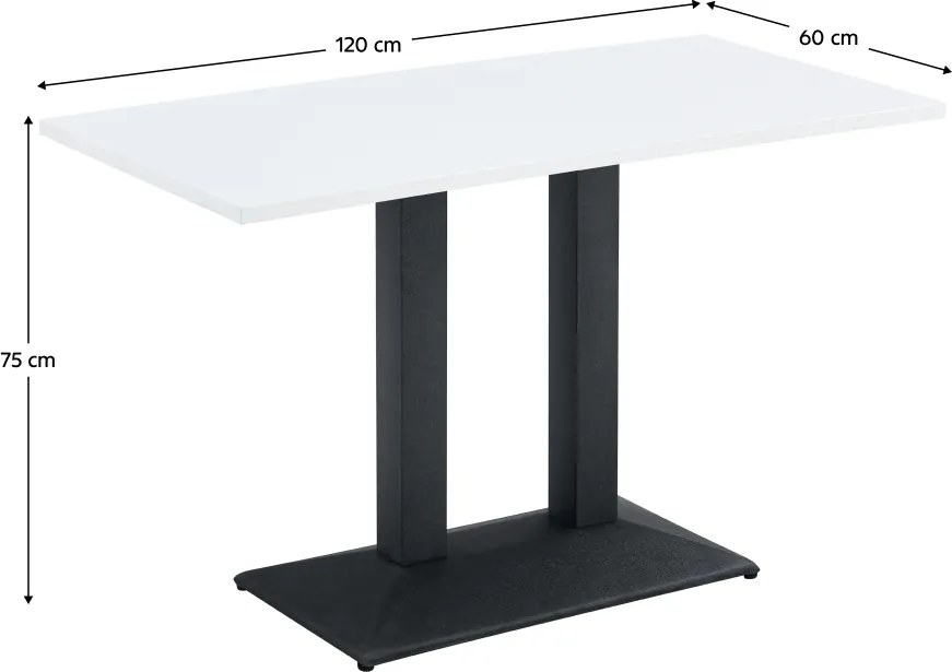Masă de sufragerie bistro, alb/negru, 120x60 cm, RINALDO TYP 2