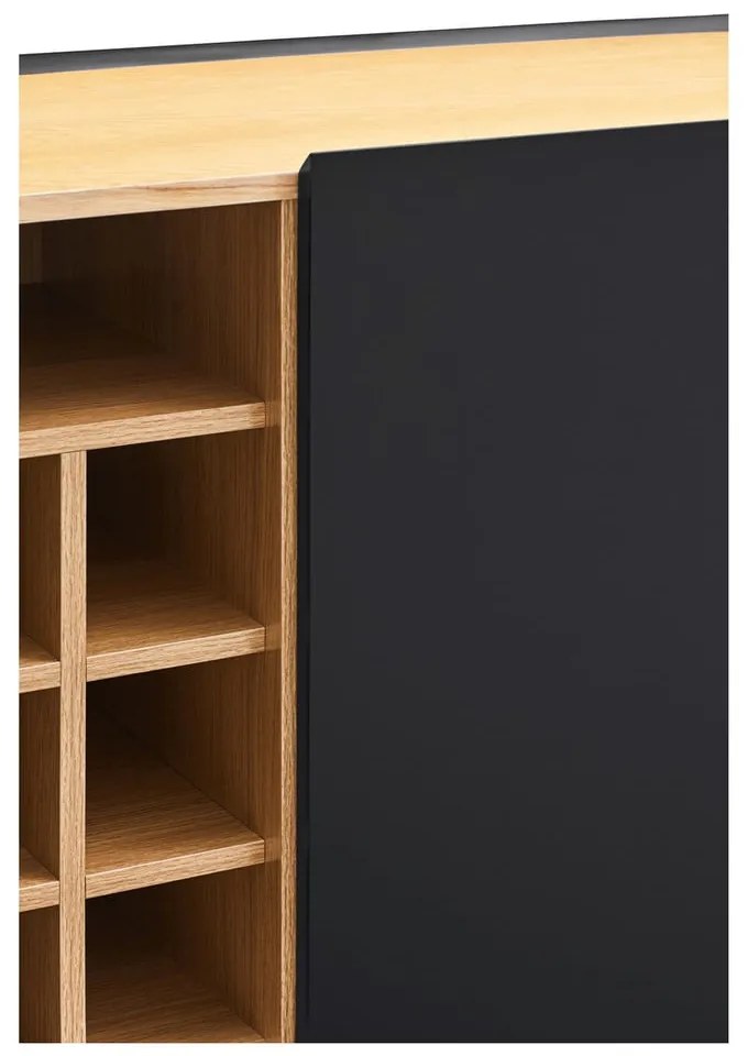 Comodă neagră înaltă cu aspect de lemn de stejar 95x120 cm Arista – Teulat