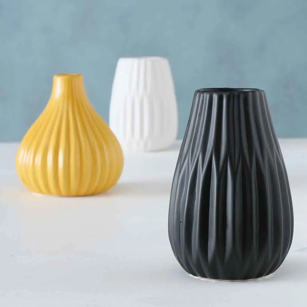 VAZA DECORATIVA 10X12 CM, CERAMICA, NEGRU, MODEL 3
