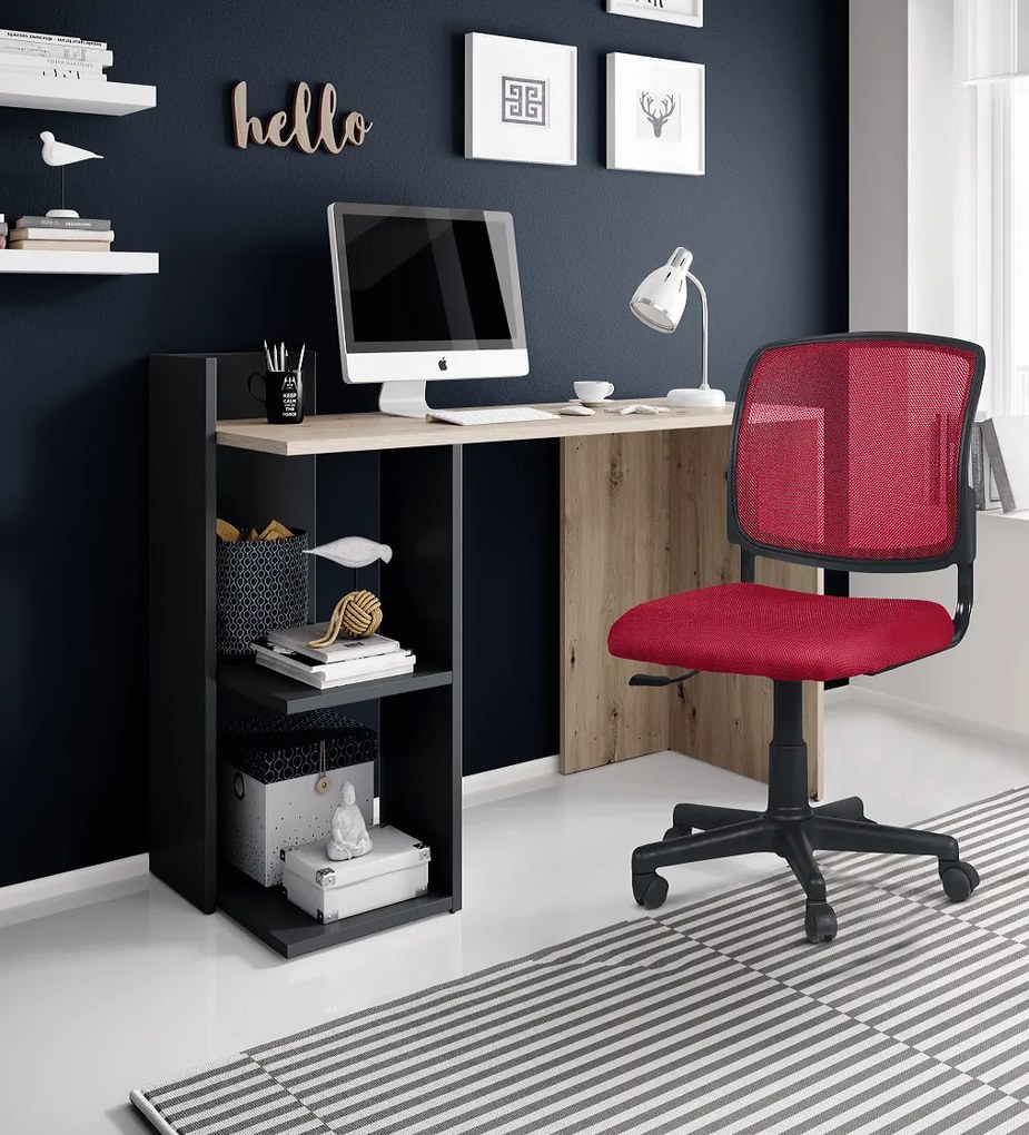 Masă PC, stejar artisan/grafit-antracit, ANDREO