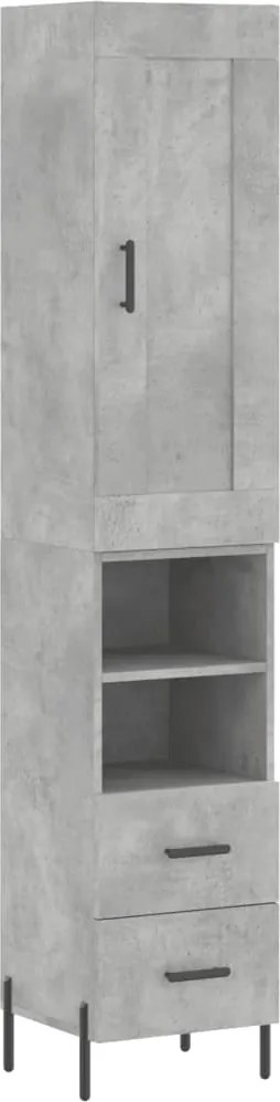 vidaXL Dulap înalt, gri beton, 34,5x34x180 cm, lemn prelucrat