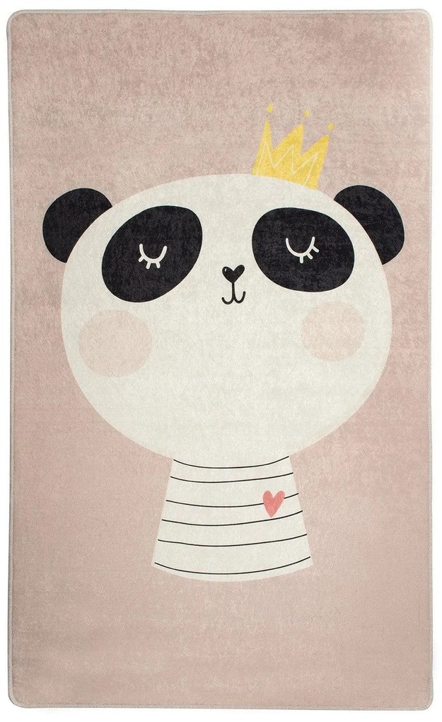 Covor de Copii King Panda, Roz - Alb, 160x100 cm
