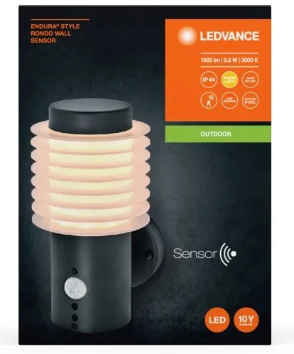 Aplică LED de exterior cu senzor Ledvance RONDO LED/9,5W/230V IP44 antracit