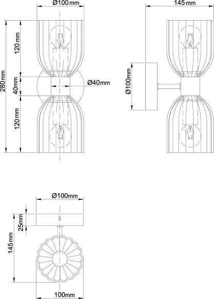 Aplică de perete PIEGA 2xE14/10W/230V alamă/negru fumuriu