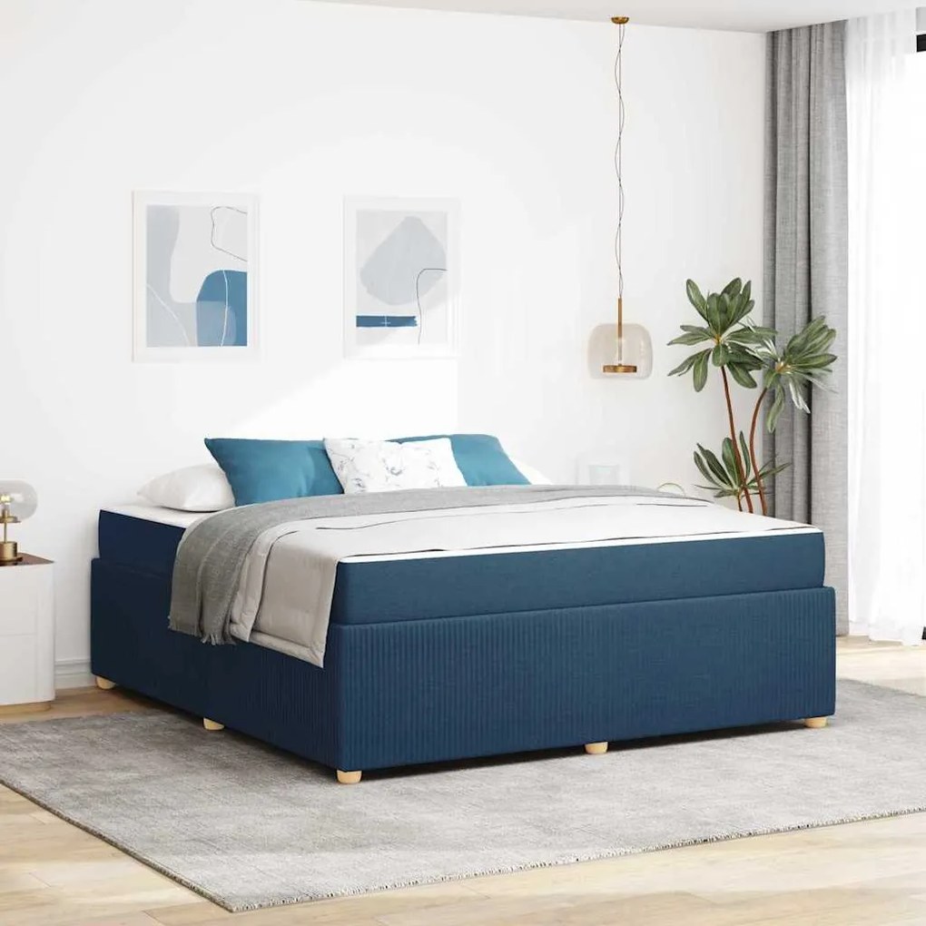 vidaXL Cadru de pat cu saltea cu saltea albastru 180 x 200 cm țesătură