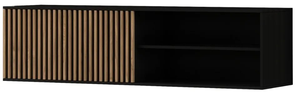 Comoda TV suspendata MEORATI 150x40 cm, negru/stejar artisan