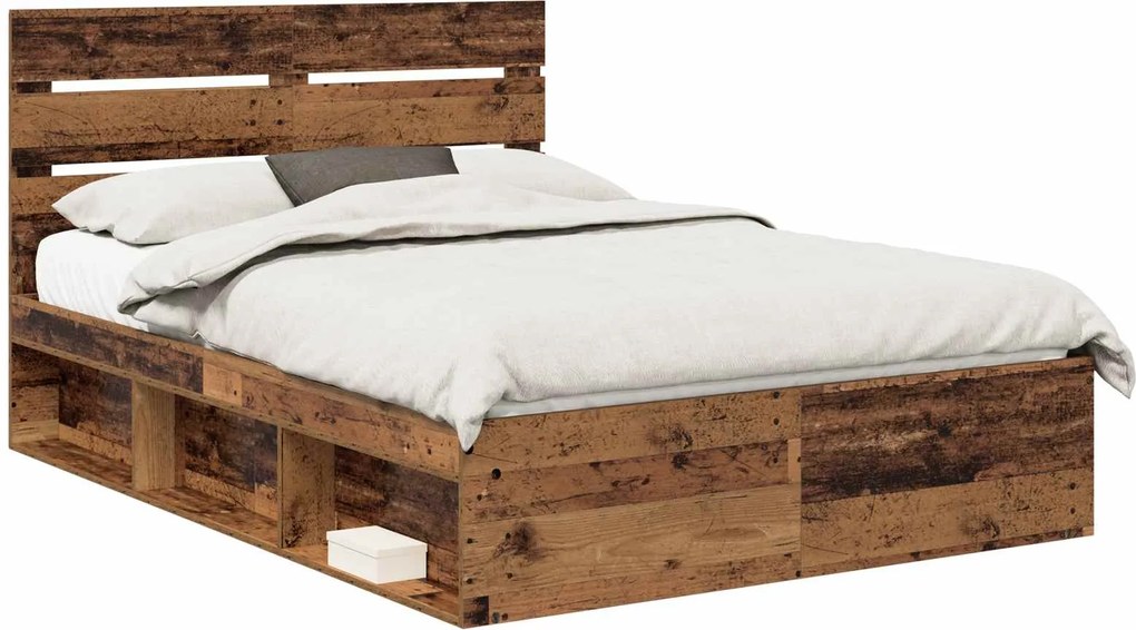 vidaXL Cadru de pat Lemn vechi 150 x 200 cm Lemn de pin masiv