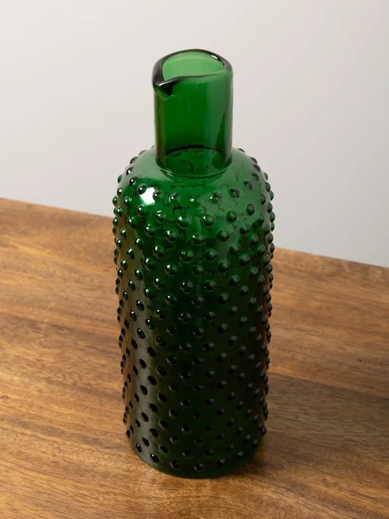 Carafa verde, din sticla, Dotted