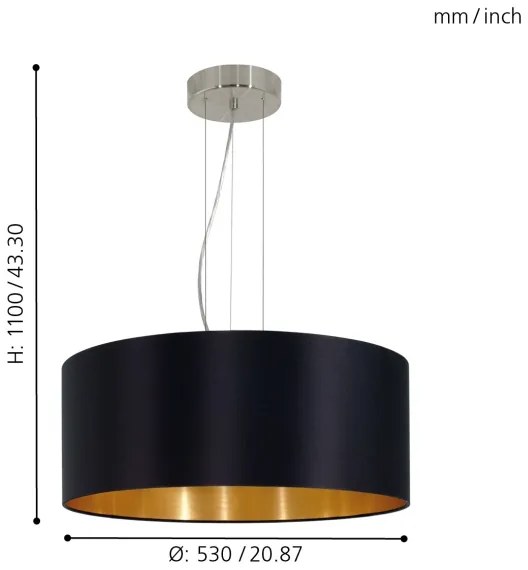 Lustră pe cablu Eglo 31605 MASERLO 3xE27/60W/230V