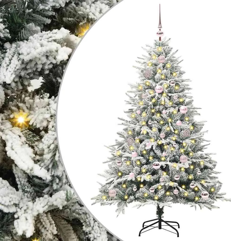 vidaXL Brad de Crăciun artificial pre-iluminat cu set de bile Verde