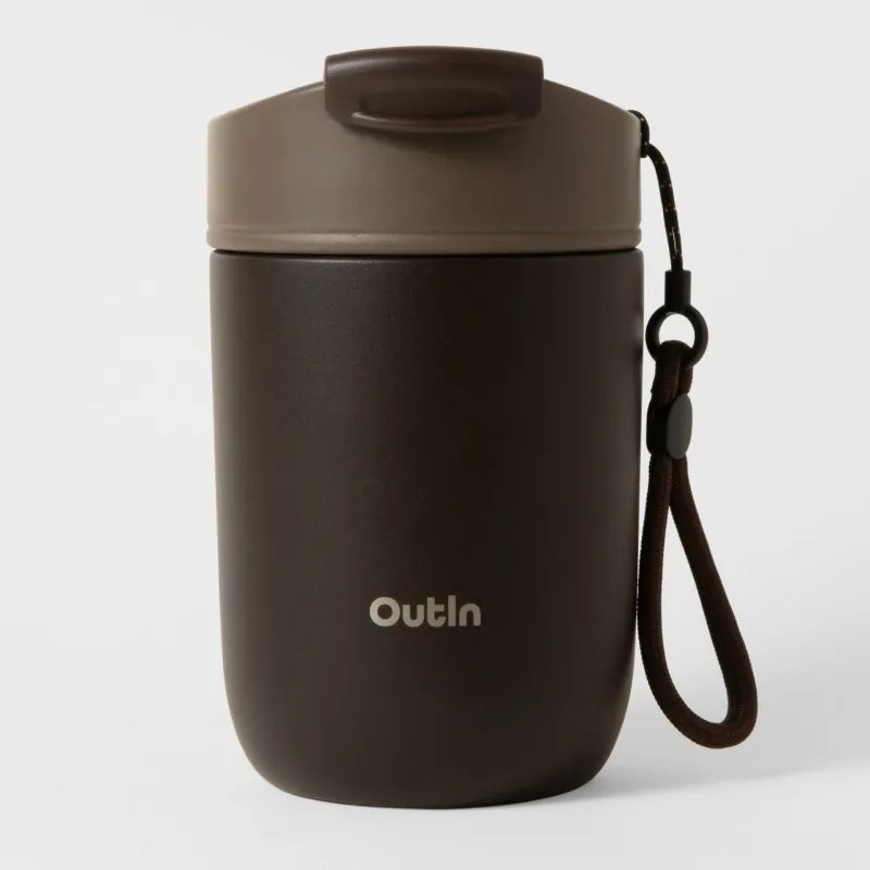 Ceasca termica Outin Travel Tumbler, 350 ml, Mentine cald 6 ore, Rece 12 ore, Otel inoxidabil 316L, Pereti dubli, Izolatie sub vid, Maro teracota