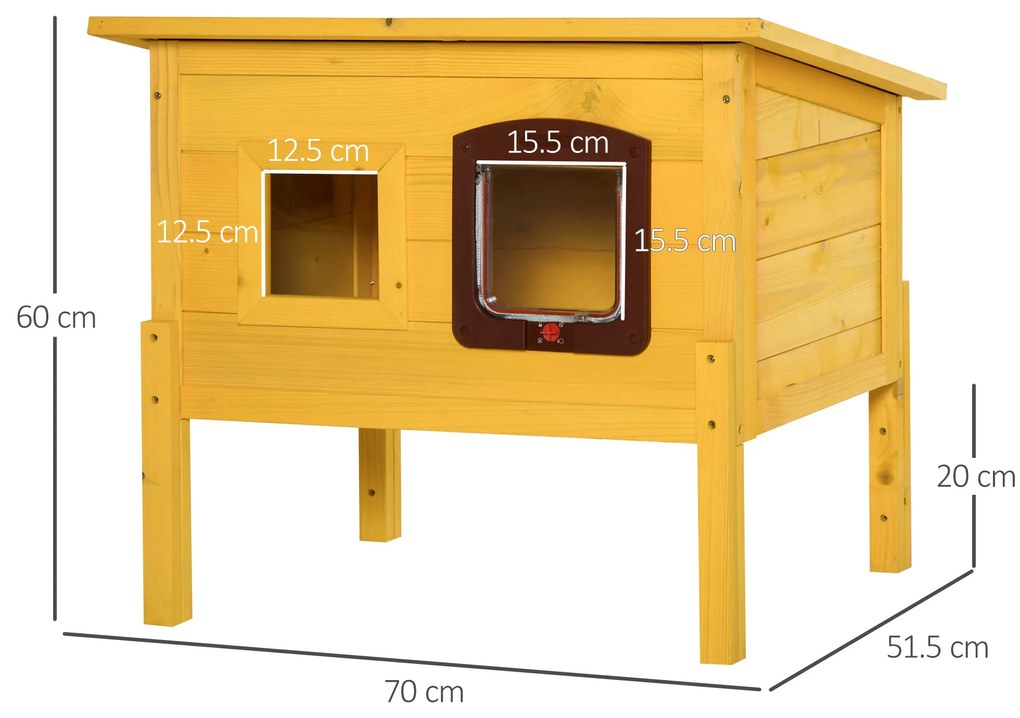 PawHut Cușcă pentru Animale Domestice din Lemn de Brad, 70x51.5x60cm | Aosom Romania