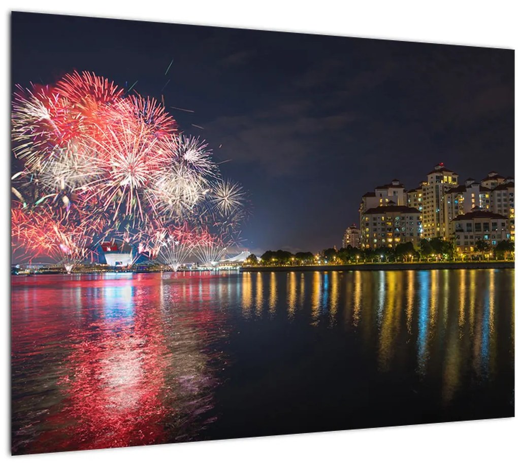 Tablou cu artificii in Singapur (70x50 cm)