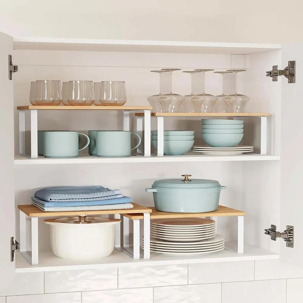 Set de organizatoare din bambus CEZAR, 4 piese, maro/albă SongmicsHome