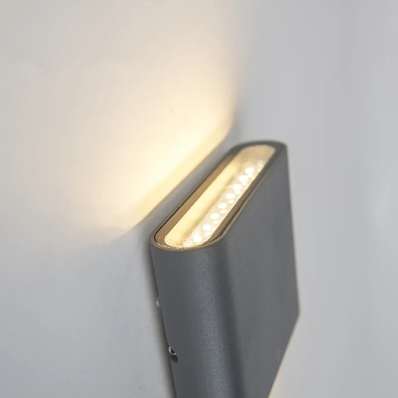 Aplică antracit 11,5 cm cu LED inclus IP65 - Batt