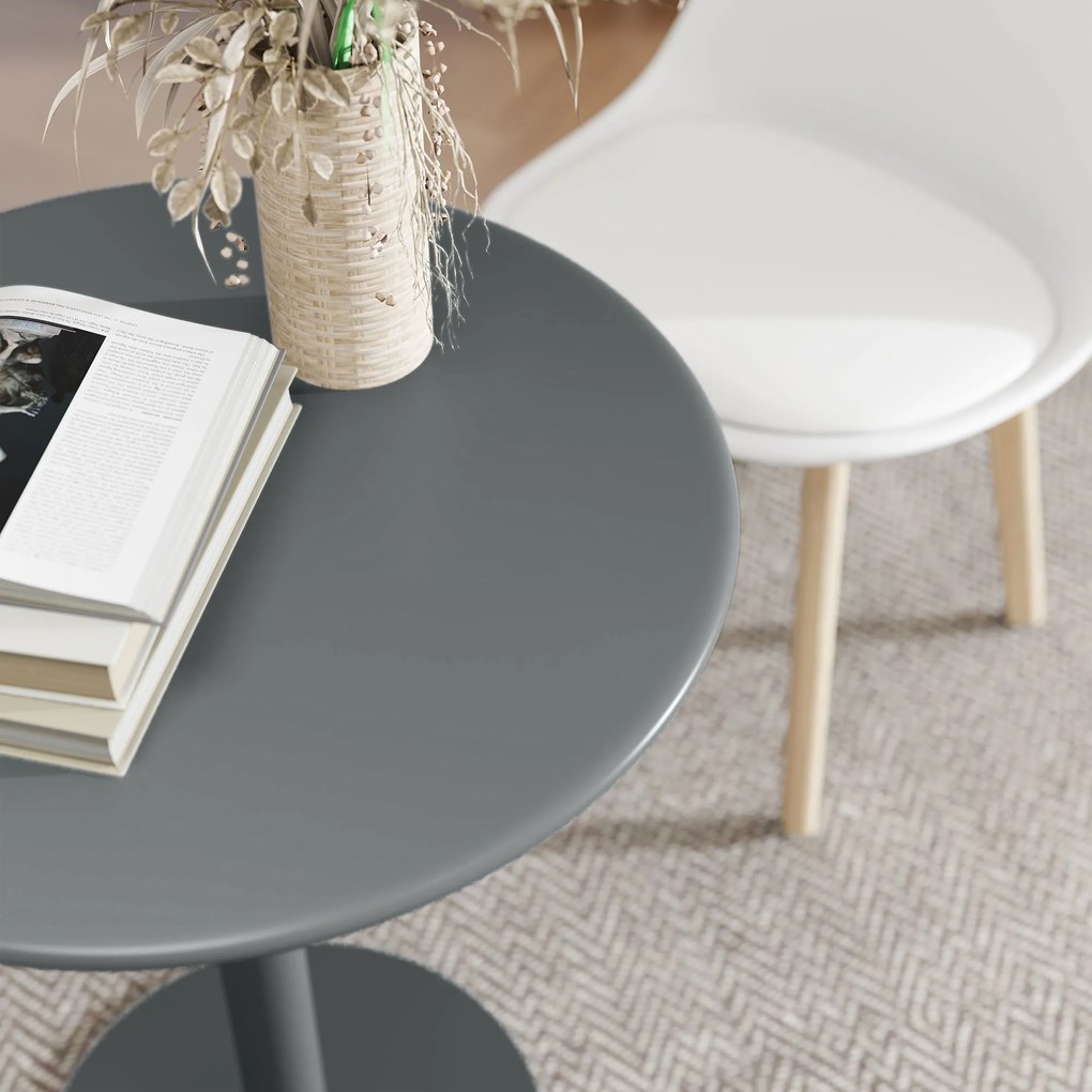 HOMCOM Masă rotundă pentru 2 persoane, oțel, pentru interior și exterior, gri | Aosom Romania