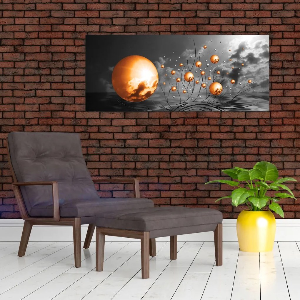 Tabloul bilelor portocalii abstarcte (120x50 cm)
