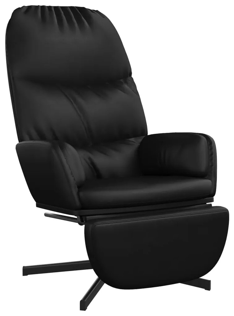 3097415 vidaXL Scaun de relaxare cu taburet, negru, piele ecologică