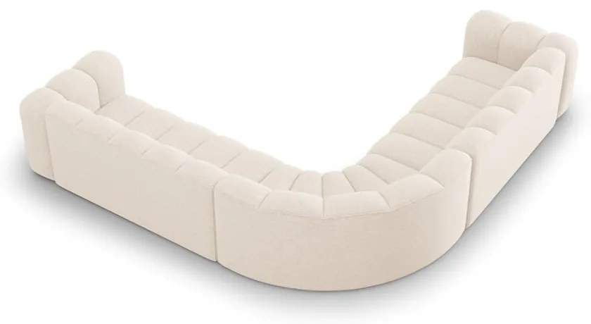 Colțar modular crem cu tapițerie din chenille Lupine – Micadoni