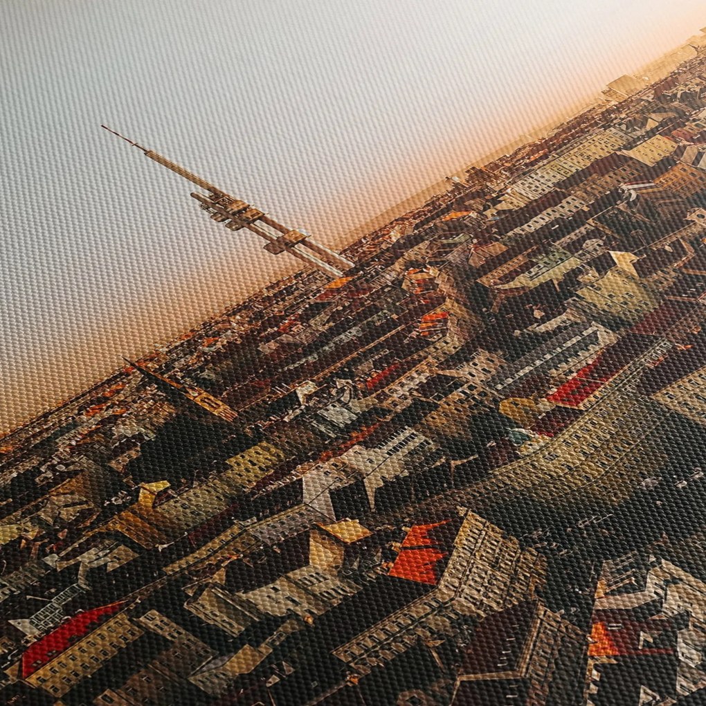 Tablou apusului de soare deasupra orașului Zizkov (150x105 cm)