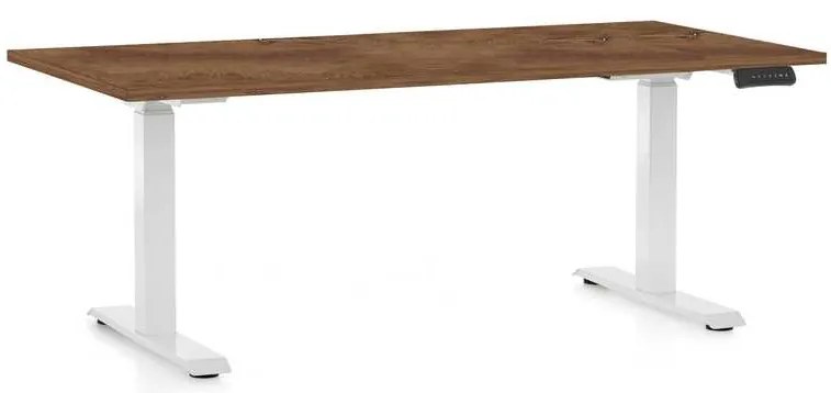 Masă înălțime reglabilă OfficeTech C, 160 x 80 cm, picioare albe, stejar silverjack