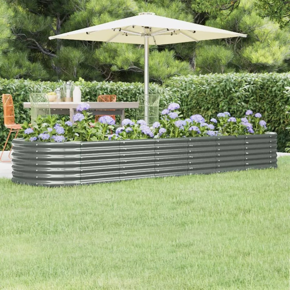 vidaXL Strat înălțat grădină gri 296x80x36cm oțel galvanizat