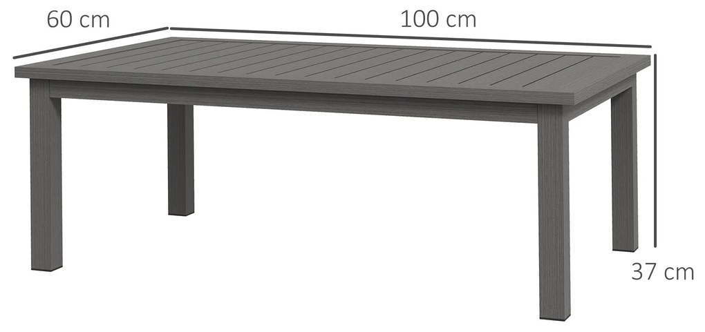 Outsunny Măsuță de Cafea din Aluminiu pentru Exterior 100x60cm, Măsuță Laterală Dreptunghiulară, Argintiu | Aosom Romania