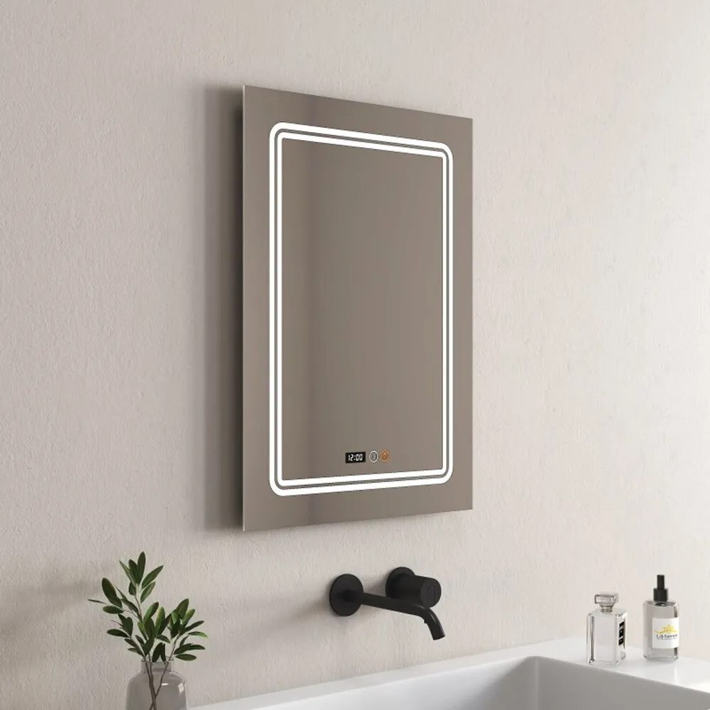 Oglinda cu iluminare si dezaburire Inter Ceramic 50x70 cm dreptunghiulara