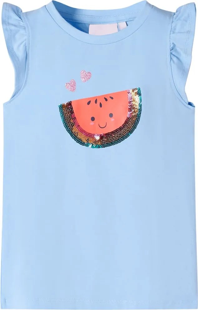 vidaXL Tricou pentru copii cu mâneci scurte, albastru deschis, 116